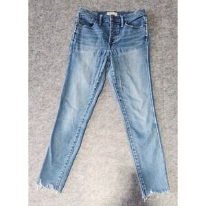 Madewell Jeans Women's Size 6 Blue 10 Inch High Rise Skinny Denim Ripped Ankle